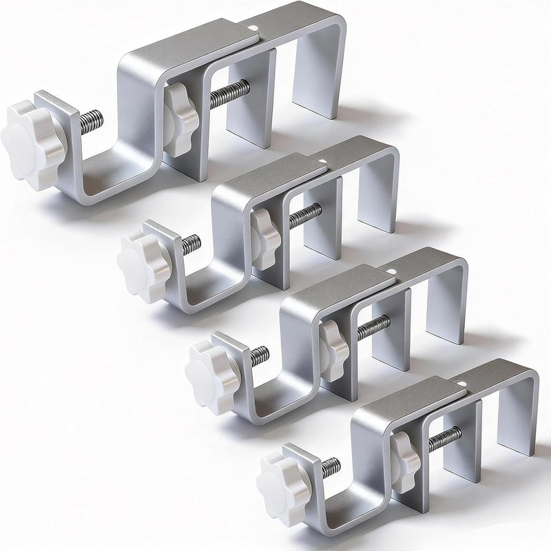 Mimiio Over Blinds Curtain Rod Brackets for Outside Mounted, No-Drill Blinds Curtain Rod Holders for 1.3-2" Rectangular Headrails, Tool-Free & No Wall Damage, Apartment & Renter Friendly (Set of 4, Silver) - Image 1